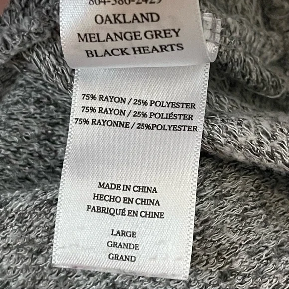 Rails Oakland Sweatpant Melange Grey Black Hearts Jogger Large - Picture 8 of 12